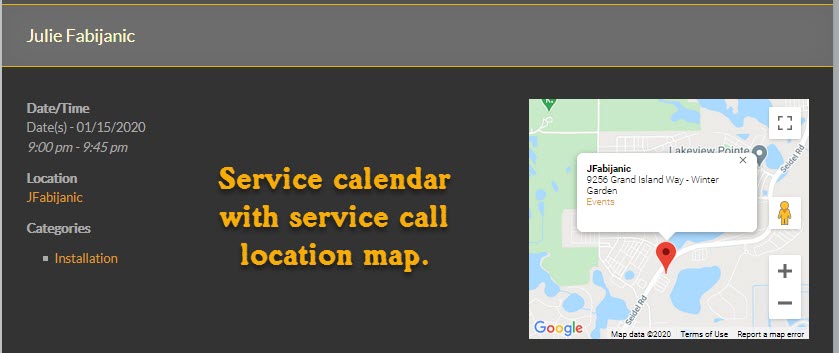 Service Calendar with Maps